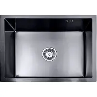Lendo Online Spoelbak voor keuken 590x440x200mm (59x44x20cm) Zwart - Antraciet RVS - Roestvrij staal - Wasbak met waterafvoersysteem - Gootsteen + bevestigingshaken Binnenmaat 54x39cm