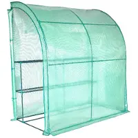 Lendo Online Muurkas met 3 etages en PE waterdichte hoes 200x100x214cm staal groen - met stalen plantenhouders - Tuinkas - Broeikas - Kas - Serre - Kweekkas - Foliekas - Groentekas - Tomatenkas