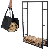 Lendo Online Brandhoutrek 100x25x148 cm Zwart Staal