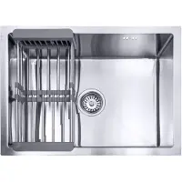 Lendo Online Spoelbak voor keuken met droogrek 590x440x200mm RVS Zwart Antraciet