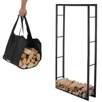 Lendo Online Brandhoutrek 100x25x196 cm Zwart Staal
