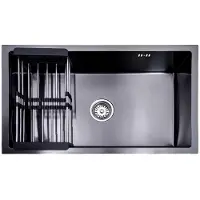 Lendo Online Spoelbak 74x44 cm Zwart RVS – Met Droogrek