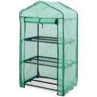 Lendo Online Tuinkas met 3 etages en PE waterdichte hoes 69x49x125cm staal groen - Broeikas met stalen plantenhouders - Kas - Serre - Kweekkas - Foliekas - Groentekas - Tomatenkas