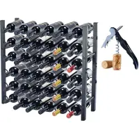 Lendo Online Wijnrek 36 Flessen Staand Zwart Staal