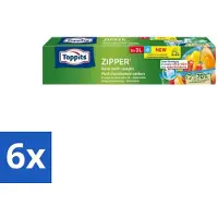 Toppits – Zipper Multifunctionele Zakken – 3 Liter – 8 Zakjes - Voordeelverpakking - 6 stuks