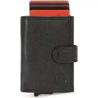 LS Pasjeshouder Mannen Echt Leer - Leren Pasjeshouder Uitschuifbaar - Pasjes Houder RFID - Cadeauverpakking