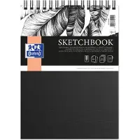 Oxford schetsboek - A4 - 50 vel - 100g papier - dubbel spiraal - harde kaft - zwart