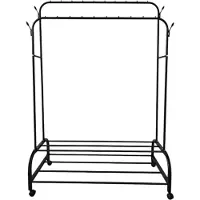 Lendo Online Kledingrek 110x55x165 cm Zwart met Wieltjes