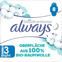 Always Maandverband Bio Cotton Protection Ultra Night met Vleugels 8 stuks