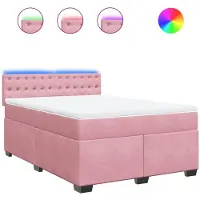 vidaXL Boxspring met matras fluweel roze 140x190 cm