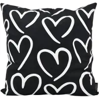 Gek op kussens! Hartjes zwart | 45 x 45 cm | kussenhoes | katoen/polyester