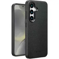 Accezz MagSafe Leather Backcover voor de Samsung Galaxy S25 - Onyx Black