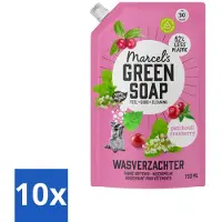 Marcel's Green Soap 10 x Marcel’s Green Soap – Wasverzachter – Patchouli & Cranberry - Navulling – 750 ml - Koffiezetapparaat