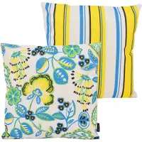 NOVÉE Flower / stripe geel outdoor | 45 x 45 cm | kussenhoes | katoen