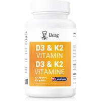 Berg Vitamine D3 + K2 met MCT-olie – Hoge dosering – 2000 IE D3 / 50 µg MK7 – 60 capsules