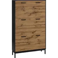 Loft 24 Rocco-Schoenenkast - 3 Kleppen - Zwart Eikenlook