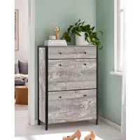 Notio Living Chris-Schoenenkast - 2 Kleppen 1 Lade - Betonzwart