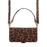 Selencia Sabi Bookcase met Panterprint voor de Apple iPhone 16 - Mocha Brown
