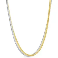CO88 Collection 8CN-26483 – CO88 Dubbele Herringbone ketting – 39+5 cm – Zilverkleurig & Goudkleurig