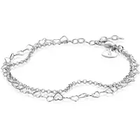 Zinzi zilveren dubbele armband met open hartjes schakels ZIA2775