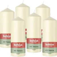 Bolsius - Gladde Stompkaarsen - Ivoor - 6 stuks - 15cm - 42 Branduren