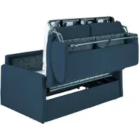 Vente-unique Driezits-expressbedbank van fluweel CALIFE - Nachtblauw - Slaapruimte 140 cm - matras 14 cm