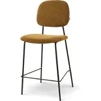 Nolon Jasmijn Barkruk Mosgroen - Zwart Onderstel - 65 cm - Stof - Kookeiland - Barkruk met Rugleuning