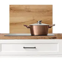 KitchenYeah Spatscherm keuken 70x50 cm - Kookplaat achterwand Houtlook - Bruin - Hout - Muurbeschermer - Spatwand fornuis - Hoogwaardig aluminium