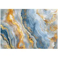 WALLARENA - Fotobehang - 400x280 cm - marmer blauw goud glamour voor slaapkamer en salon