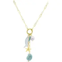 CO88 Collection - 8CN-26498 - Dames Ketting Schelp Goudkleurig - RVS Schakelketting - Bedels - Cadeau voor Haar