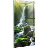 Wallfluent Glasschilderij - Abstracte zwarte metal Glas Schilderij - 50x100 cm - Zwart Verticale Muurschildering - Landschap Foto Op Glas - Glas Foto - Foto In Glas
