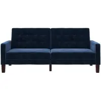 DOMUS Porter-Slaapbank - 3-zits - Blauw Fluweel