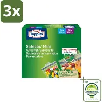 Toppits 3 x – Safeloc Mini Zip-Zakjes – 40 Zakjes - Grootverpakking - Mini Zakjes - Lekvrij - Herbruikbaar - Herbruikbare Zakjes - Droge Opslag
