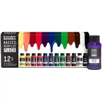 Winsor & Newton Basics vloeibare acrylverfset - 12 kleuren x 118 ml
