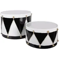 Clayre & Eef Kerstdecoratie Beeld Trommel Ø 35x26 / Ø 30x17 cm Wit Zwart Metaal