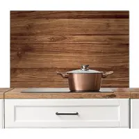 KitchenYeah Spatscherm keuken 100x65 cm - Kookplaat achterwand Houtlook - Bruin - Muurbeschermer - Spatwand fornuis - Hoogwaardig aluminium