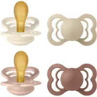 BIBS - Pacifier Supreme 4 PACK Latex - Ivory/Vanilla/Blush/Woodchuck - Size 2