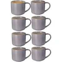Excellent houseware Koffiemok/theemok - set 8x - Rustic - blauw - 330 ml - mokken - keramiek