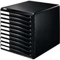 Leitz ladebox, 10 schuifladen, A4, polystyreen, zwart/zwart