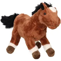 Merkloos Pluche paardje bruin 24 cm - Knuffel boederijdieren