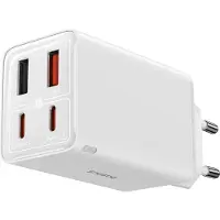 Baseus GaN6 65W USB-C/USB Snellader + 100W USB-C Kabel 1M Wit