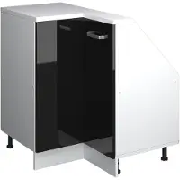 Vicco R-Line Hoekkeukenkast voor schuine wand – 75.6 cm met 1 deur Zwart hoogglans