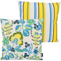 NOVÉE Flower / stripe geel outdoor | 45 x 45 cm | kussenhoes | katoen