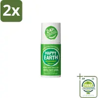 Happy Earth – Deodorant Roll-On – 100% Natuurlijk Cucumber Matcha – 75 ml - Voordeelverpakking - 2 stuks - Deodorant - Fris