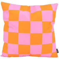 Gek op kussens! Checker oranje/roze | 45 x 45 cm | kussenhoes | katoen/polyester