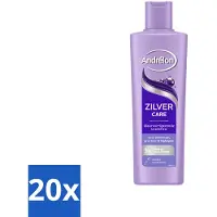 Andrélon 20 x – Shampoo – Zilver Care – 250 ml - Zilver Care Shampoo - Kleurcorrectie Haar - Paarse Pigmenten - Gele Tonen Verminderen - Koele Haarkleur