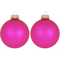 Krebs Kerstballen - bubbelgum roze - 24x - glas - 7 cm - mat - knalroze/felroze - kerstversiering