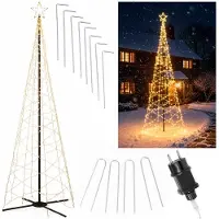 Springos Galaxy LED Kerstboom - Vlaggenmast Verlichting - Inclusief Mast - 3 Meter - Warm wit - 640 LED - Ø 96cm