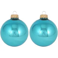 Krebs kerstballen - 16x st - turquoise blauw - 7 cm - glas - kerstversiering