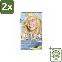 Garnier - Nutrisse Ultra Blond 100 - Haarkleuring - Zeer Zeer Licht Blond - Verhelderend - Permanente Kleur - Voordeelverpakking - 2 stuks - Grijsdekking - Voedende haarkleur